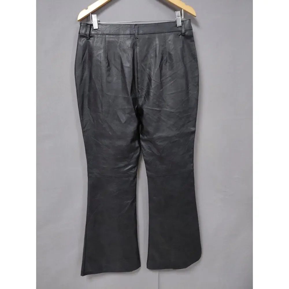NWT Shinestar Vegan Black Bootcut Flare Lined Pants Women Size L